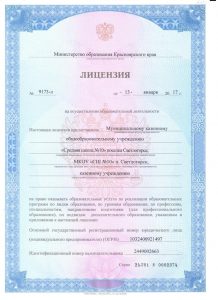 лицензия МКОУ СШ №100001
